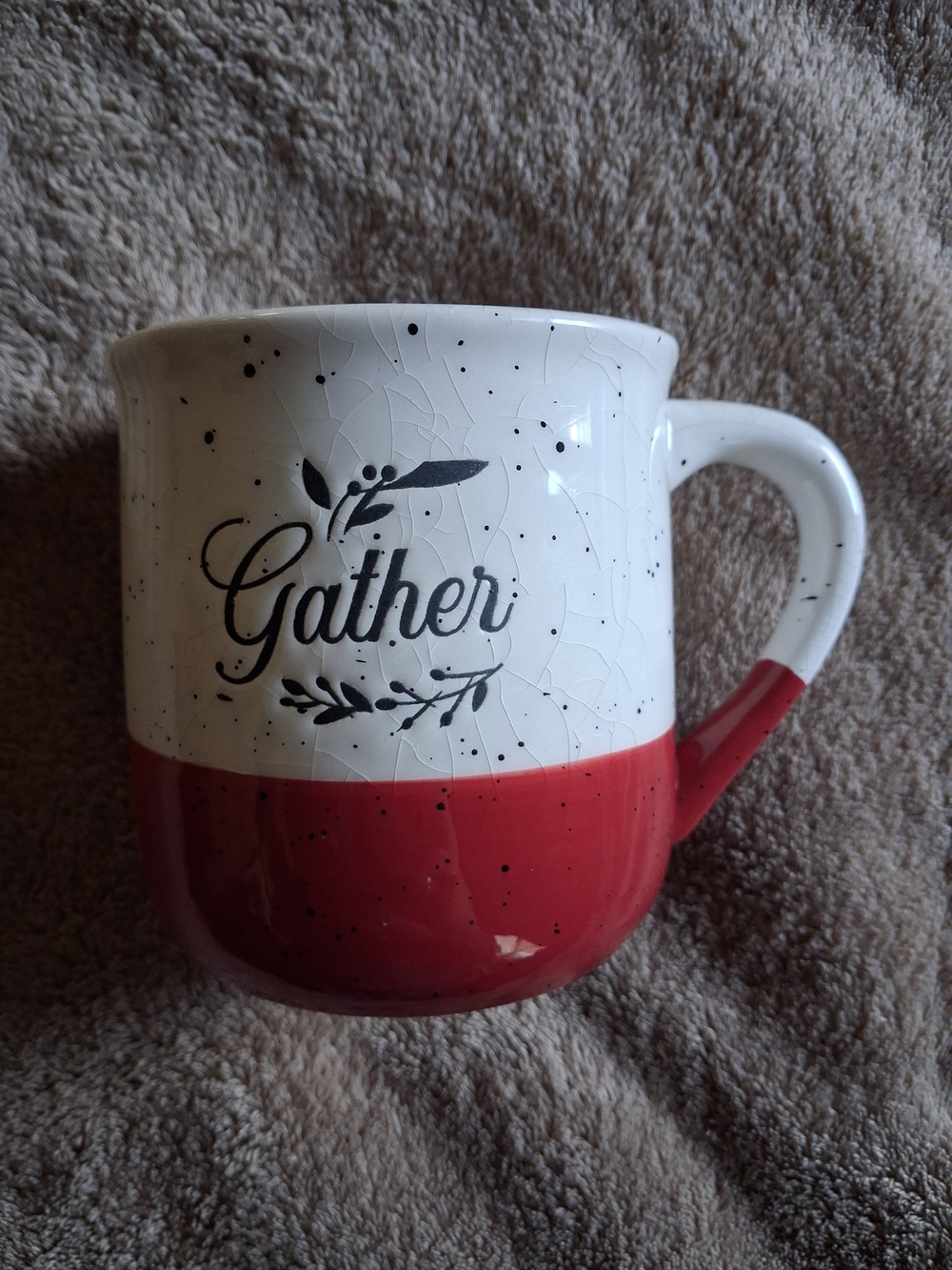 Gather Ceramic Mug in White and Red